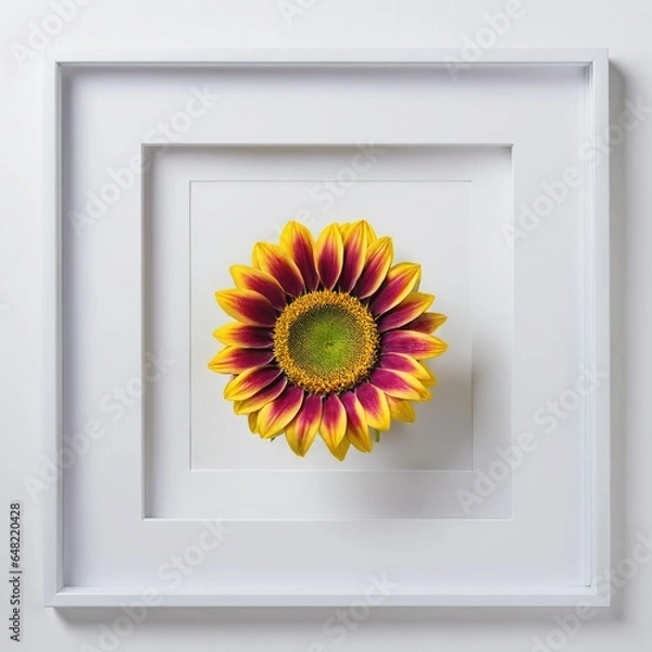 Fototapeta Flower in a white frame against a white background