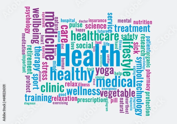 Fototapeta Illustration in the form of a cloud of words related to Health