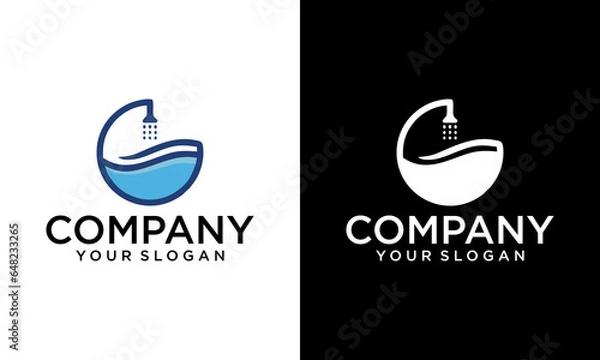 Fototapeta minimalist line bathroom modern logo vector icon illustration design