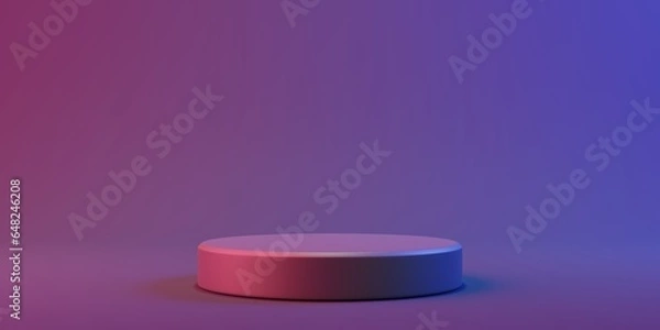 Obraz 3d render podium platform grey background with pink and blue lights 