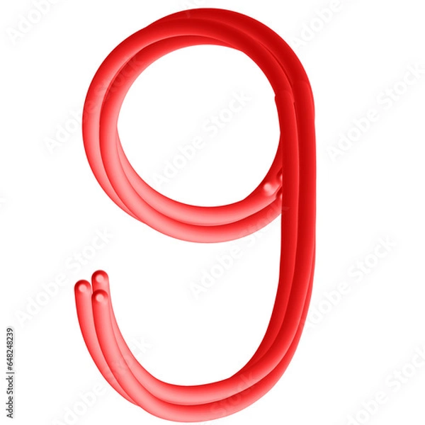 Fototapeta Red Numeric Letters - 9