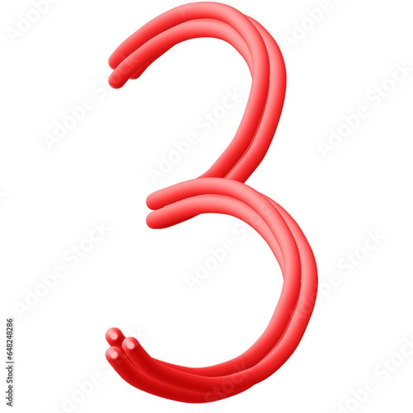 Fototapeta Red Numeric Letters - 3