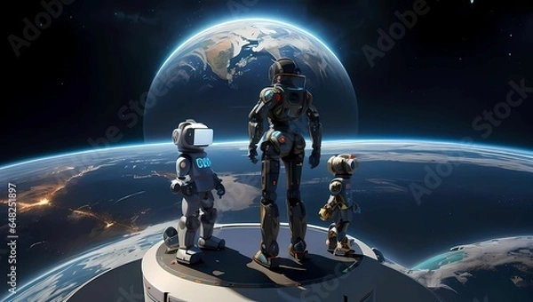 Obraz 科学技術が進歩した近未来のメタバース空間を表現したSFのようなAIイラスト（AI生成画像）
