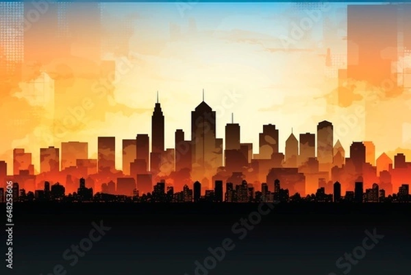 Fototapeta Panoramic vector city skylines. AI Generated