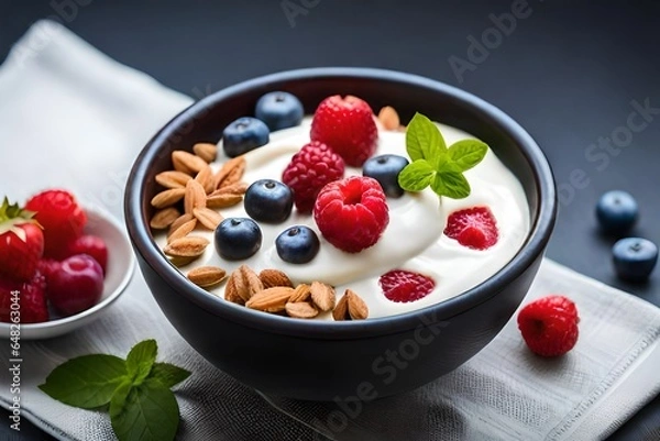 Obraz yogurt with berries Generated Ai