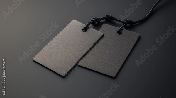 Fototapeta two empty white price tags on a grey background