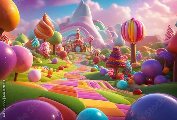 Fototapeta Candyland in magical world 