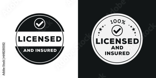Obraz licensed and insured (100% secure), vector illustration.