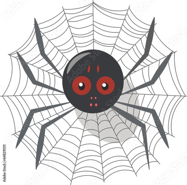 Fototapeta Creepy Spider on Web - Halloween Vector Illustration