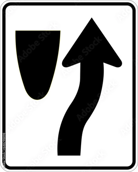 Fototapeta Vector graphic of a usa Keep Right highway sign. It consists of  a curved arrow passing to the right of the median contained in a white rectangle