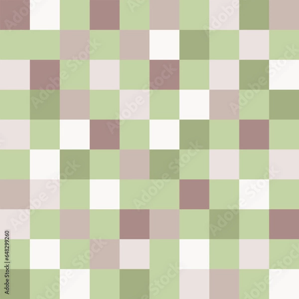 Fototapeta Geometric green cover with squares in a trendy style. Pattern in pastel colors is a beautiful background for textiles and wallpaper.