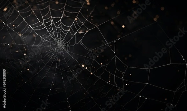 Fototapeta spider web with dew drops background 