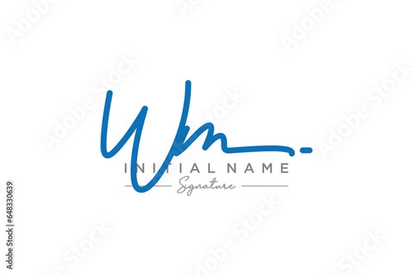 Fototapeta Initial WM signature logo template vector. Hand drawn Calligraphy lettering Vector illustration.