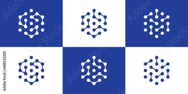 Fototapeta Inspiration for a digital technology connection logo design with a hexagon shape.