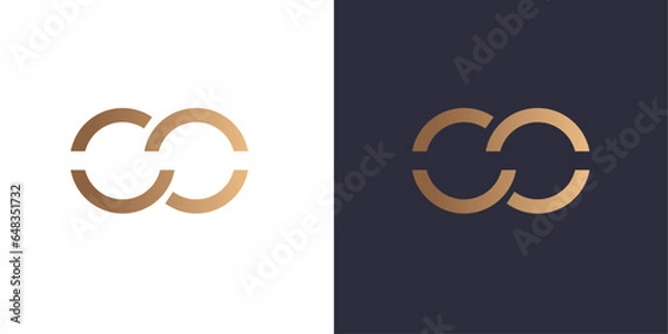 Obraz Letter m logo monogram, minimal style identity initial logo mark. Golden gradient vector emblem logotype for business cards initials  infinite symbol.