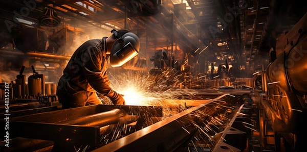 Obraz lathe machine, welder, power plant, generative ai