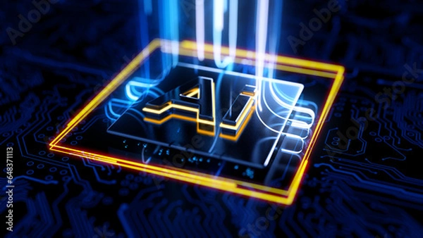 Fototapeta AI Chip on circuit board processing technology abstract background.