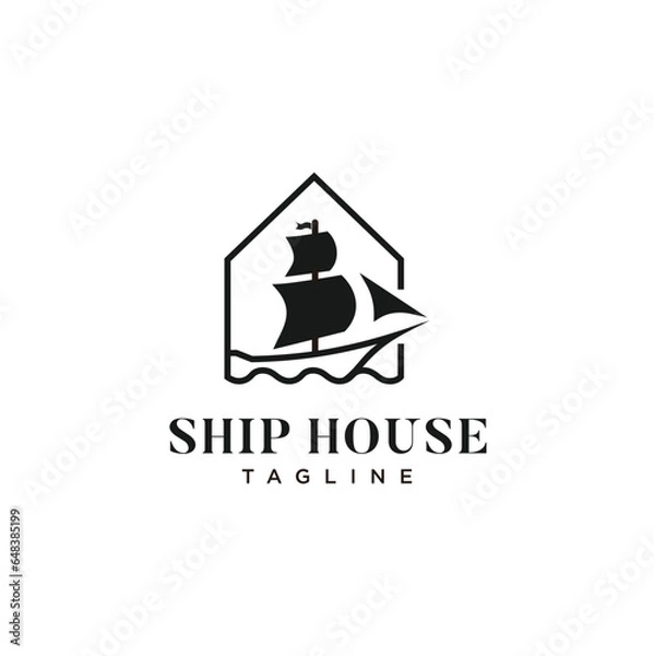 Obraz ship house logo design, ship logo vector