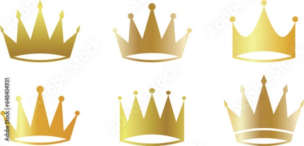Fototapeta ゴールドの立体的な王冠のセット