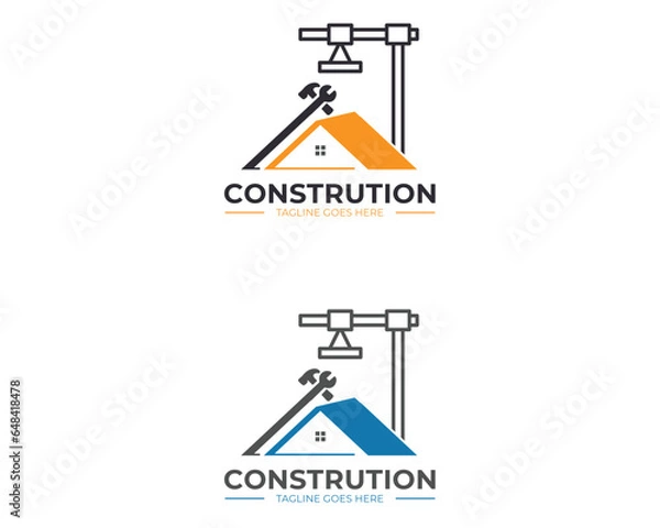 Fototapeta Creative Building construction Logo, 
real estate logo and vector design building template.