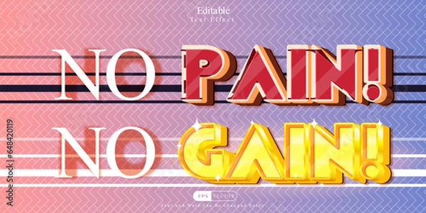 Fototapeta No Pain No Gain - A Elegant and Sophisticated Text Effect with Gold and red Metallic