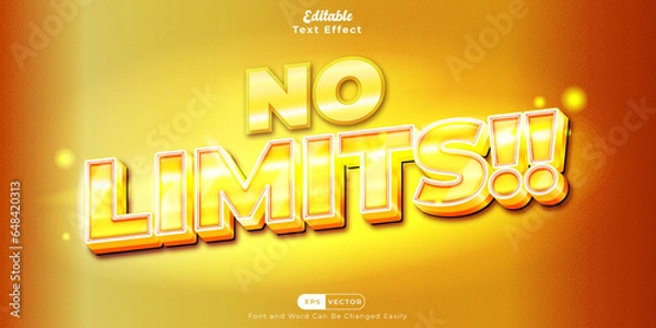 Fototapeta No Limits, A Bold and Strong Text Effect with Gold and Metal Texture and nice gold gradient