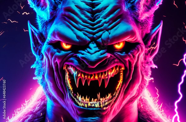 Obraz werewolf in flourecent neon lights