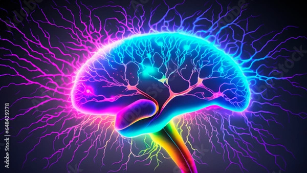Obraz glowing neurons cell atoms in brain