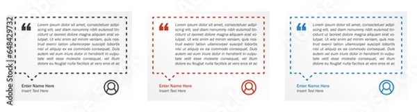 Fototapeta Testimonial Box Vector Template. Quotes Shape With Dotted Line.