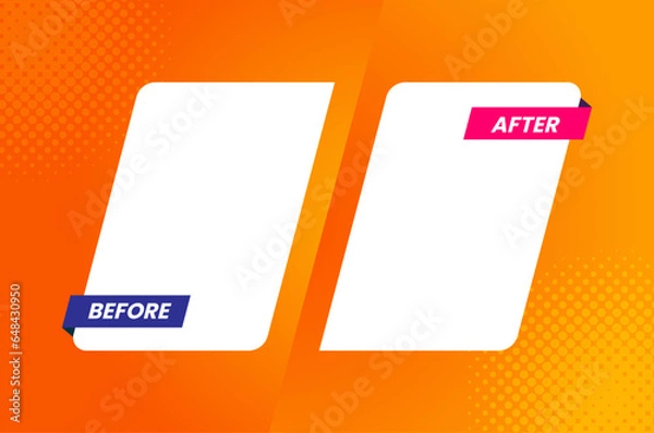 Fototapeta Before and after creative gradient background template. easy compare evidence badges for marketing and Two team vector templates. abstract graphical element. choose between two frames.