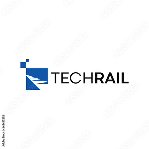 Obraz Technology logo with abstract rail design graphics and pixel symbols for brand identity