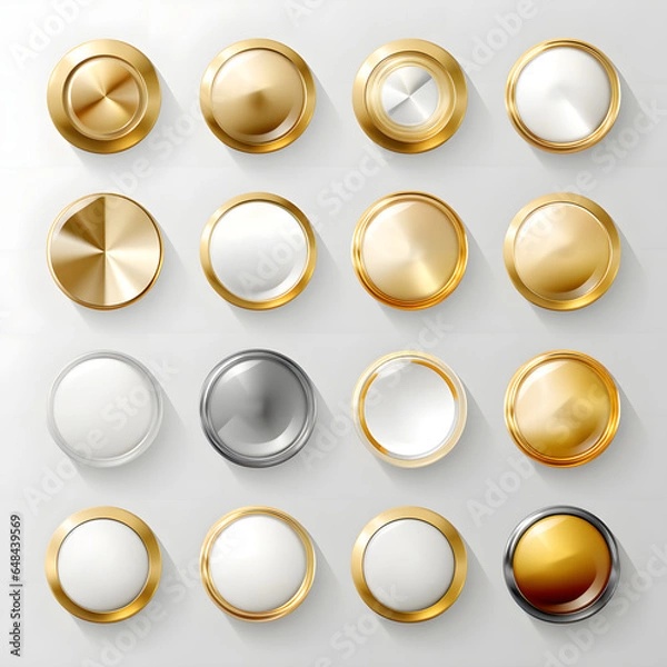 Fototapeta 金色に輝くボタンのアイコンセット