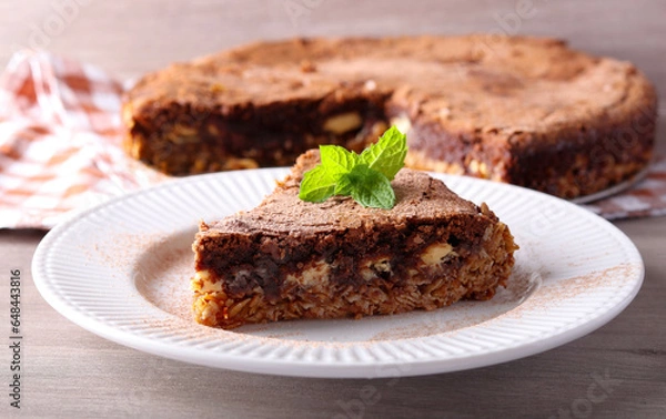 Fototapeta Chocolate tart with oat base