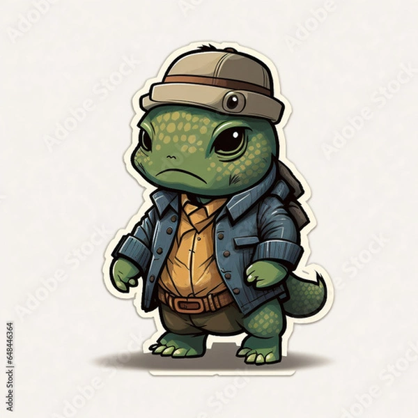 Fototapeta  Exquisite Turtle Sticker Captivating Cute Tortoise in Vibrant Colors Generative AI