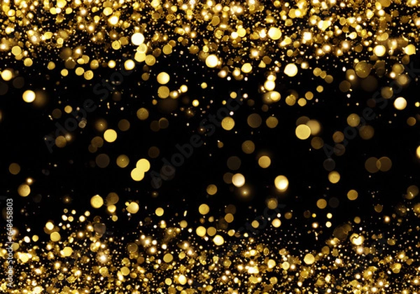 Fototapeta クリスマス背景  輝く星の光 金と黒