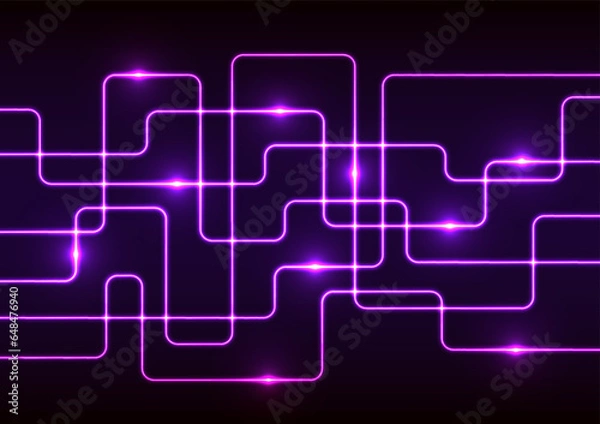 Obraz Purple laser random line digital neon light dark presentation background
