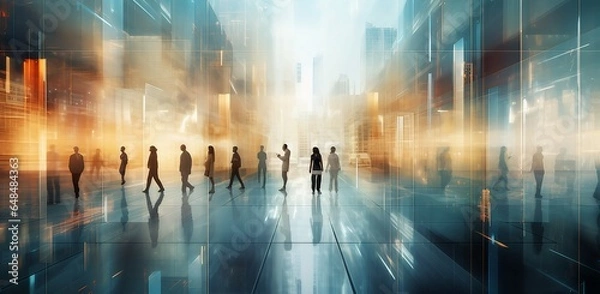 Obraz 未来都市を歩く人々