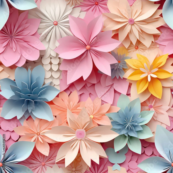 Fototapeta Origami abstract floral background