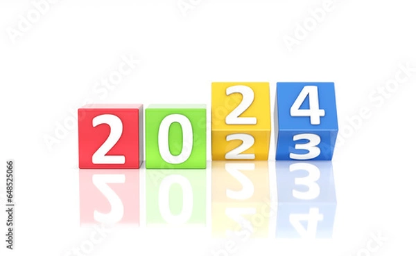 Fototapeta New Year 2024 Creative Design Concept - 3D Rendered Image	
