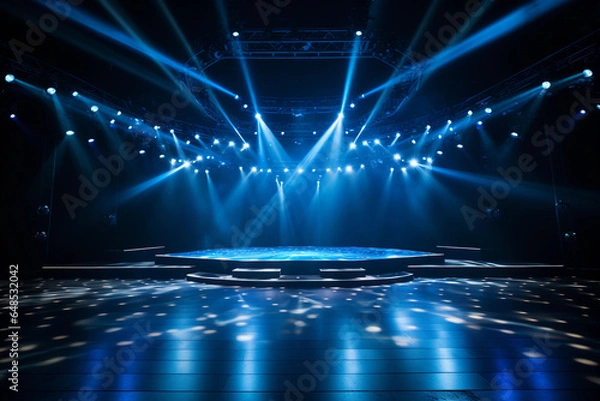 Obraz Empty big stage with white spotlights