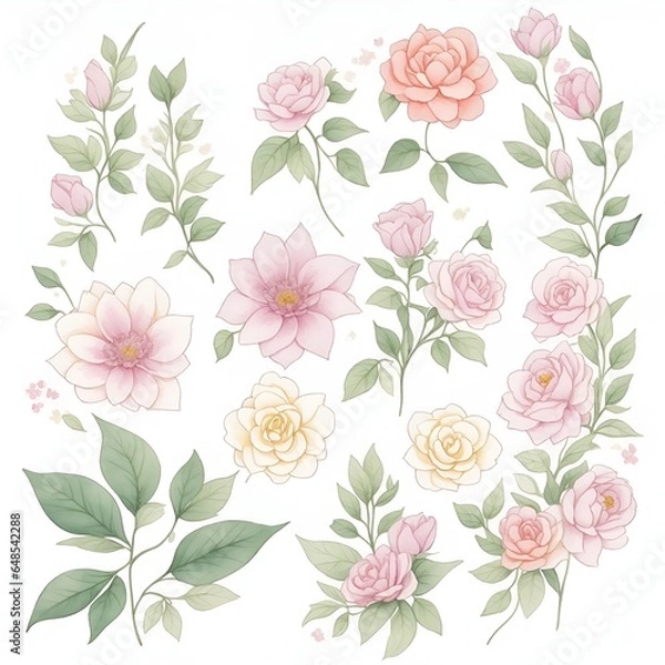 Fototapeta seamless pattern with pink roses