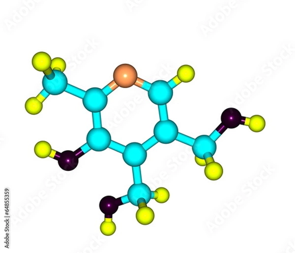 Fototapeta Pyridoxine (vitamin B6) molecular structure on white background