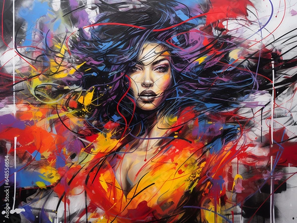 Obraz Abstract color graffiti of a beautiful woman