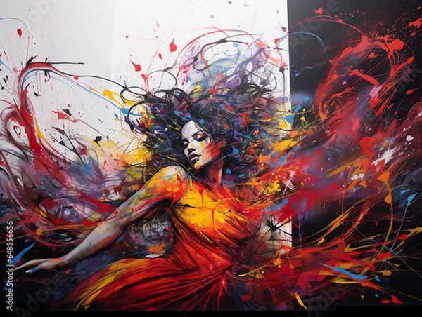 Obraz Abstract color graffiti of a beautiful woman