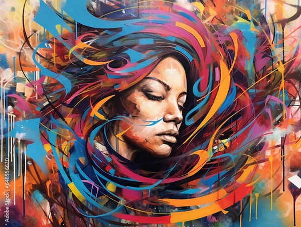 Obraz Abstract color graffiti of a beautiful woman
