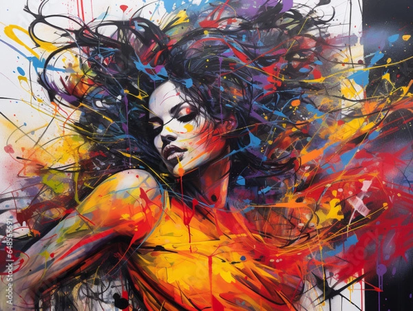 Obraz Abstract color graffiti of a beautiful woman