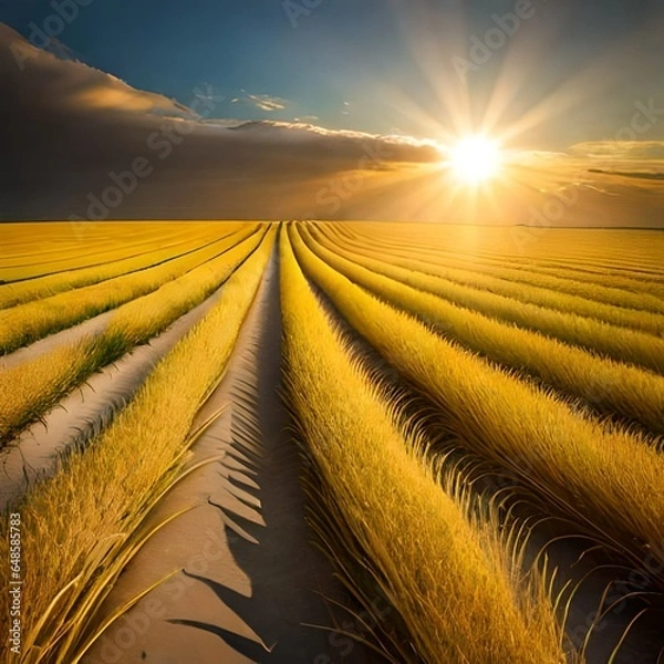 Obraz wheat field at sunset generated by AI