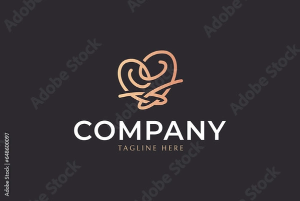 Obraz brave heart love shape abstract concept logo vector design for cosmetic and spa