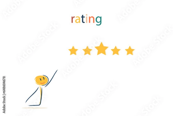 Obraz The character evaluates work, service, services, work. Five stars, the highest rating and the best service