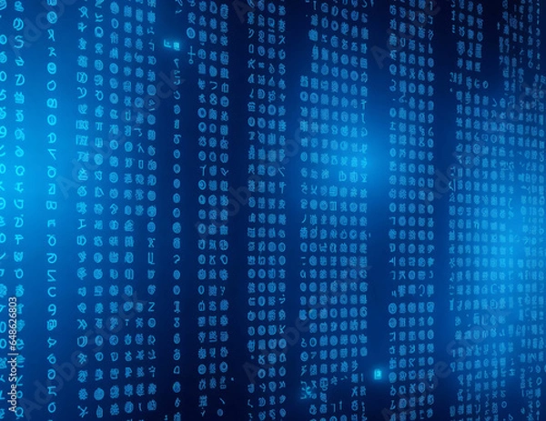 Fototapeta blue abstract data stream matrix, Ai Generated
